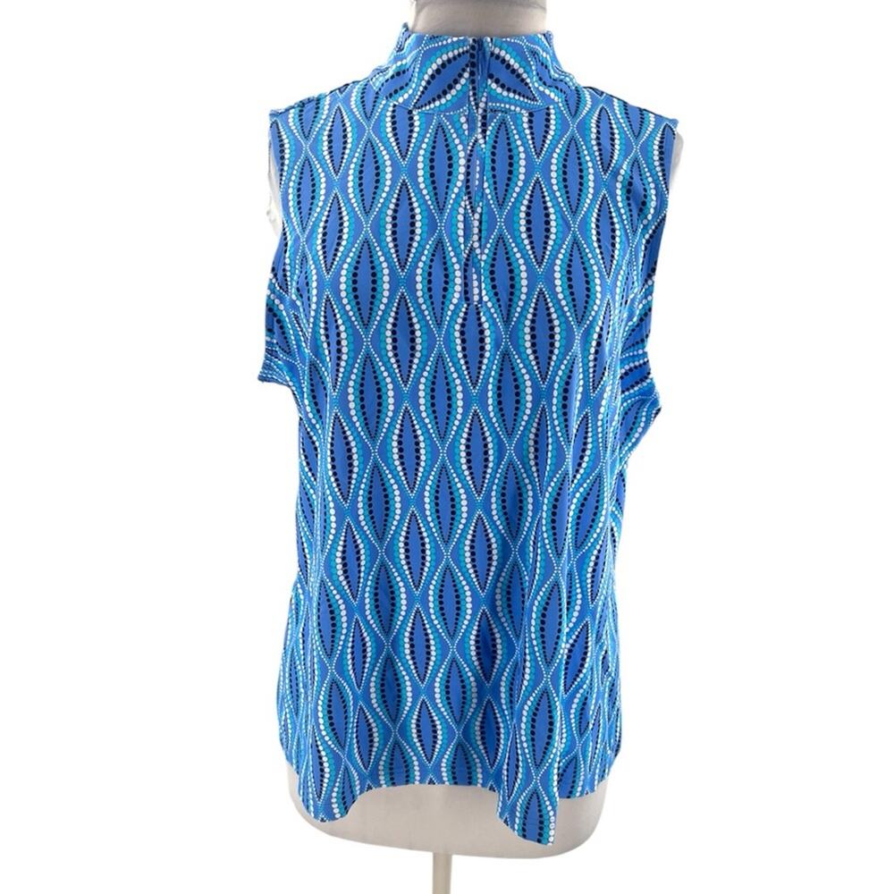 Lulu B blue dots zip polo top sz XL UPF